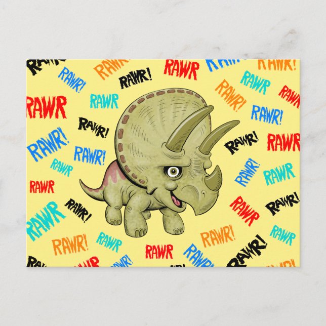 Triceratops says “Rawr!” Postcard (Front)