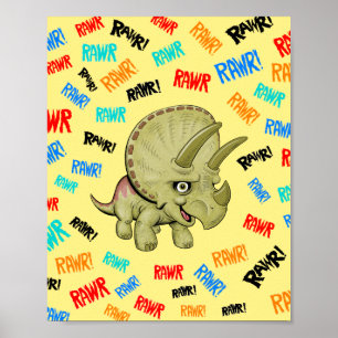 Triceratops says “Rawr!” Poster