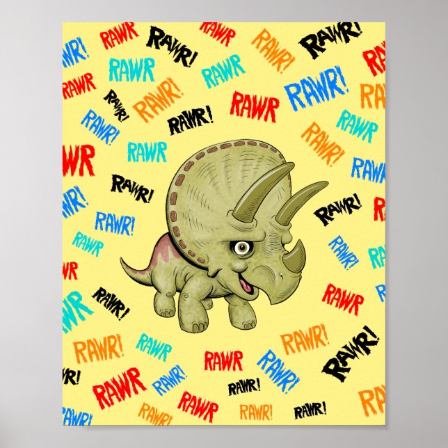 Triceratops says “Rawr!” Poster (Front)