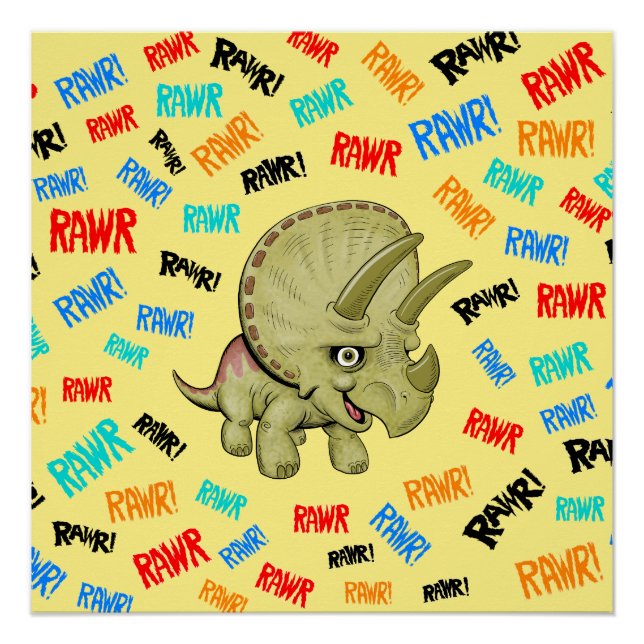 Triceratops says “Rawr!” Poster (Front)