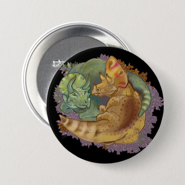 Triceratops Snuggles 7.5 Cm Round Badge (Front & Back)