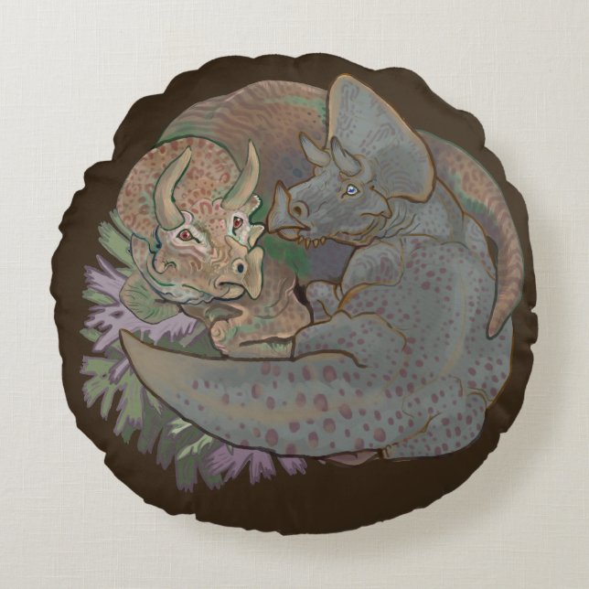 Triceratops Snuggles Round Cushion (Front)