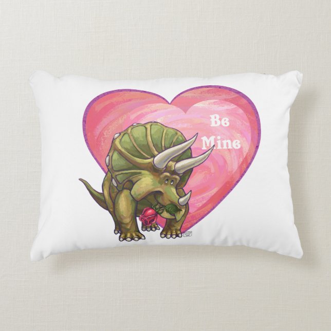 Triceratops Valentine's Day Decorative Cushion (Front)