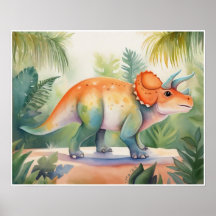 Triceratops Watercolor Nursery Art