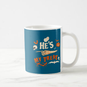 Trick funny skeleton halloween matching couples coffee mug