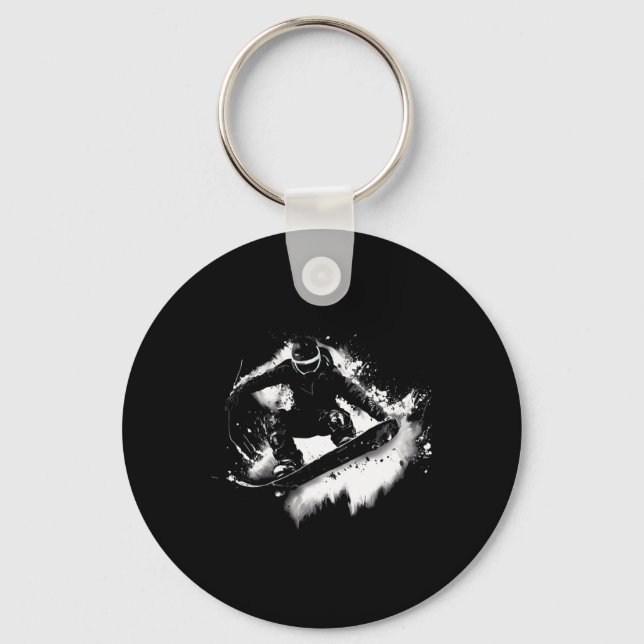 Trick Jump Nose Grab Snowboarding  Key Ring (Front)