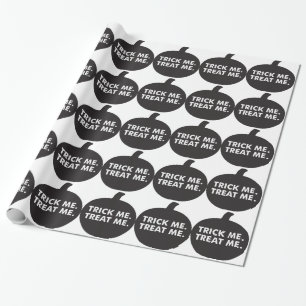Trick Me Treat Me, Black White Wrapping Paper