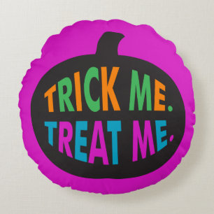 Trick Me Treat Me, Halloween Multi-Color Round Cushion