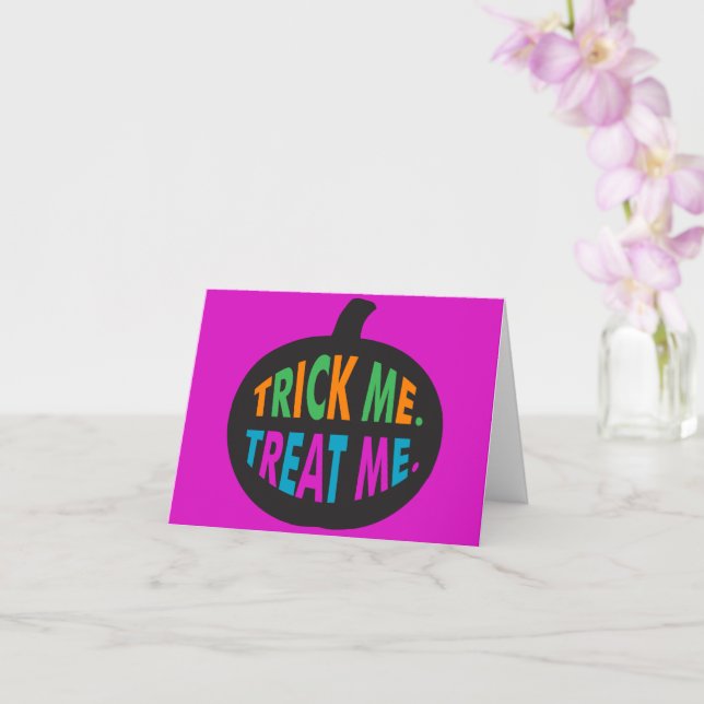 Trick Me Treat Me, Halloween Multi-Colour Card (Orchid)