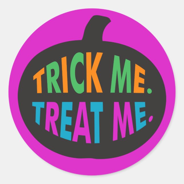 Trick Me Treat Me, Halloween Multi-Colour Classic Round Sticker (Front)