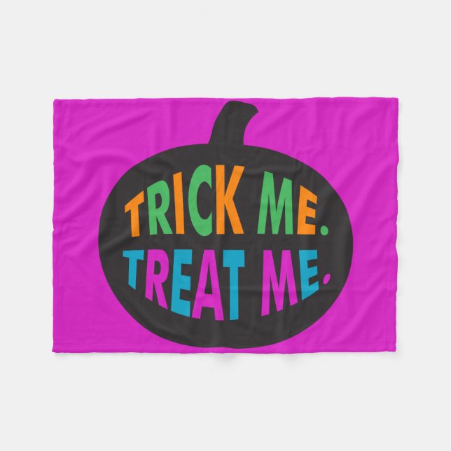 Trick Me Treat Me, Halloween Multi-Colour Fleece Blanket (Front (Horizontal))