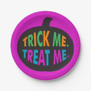 Trick Me Treat Me, Halloween Multi-Colour Paper Plate