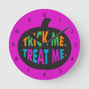 Trick Me Treat Me, Halloween Multi-Colour  Round Clock