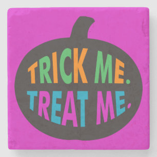 Trick Me Treat Me, Halloween Multi-Colour Stone Coaster