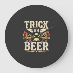 Trick or Beer Halloween Beer Design_1 Large Clock