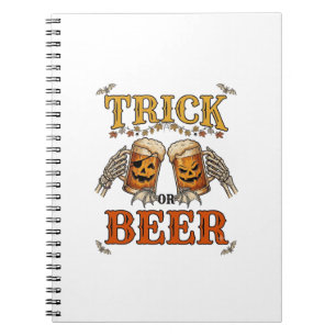 Trick Or Beer Halloween Pumpkin Mug Skeleton Hands Notebook