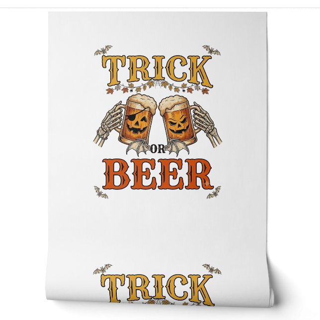 Trick Or Beer Halloween Pumpkin Mug Skeleton Hands Wallpaper (Unrolling)
