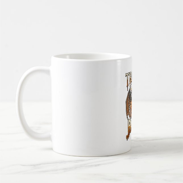 Trick Or Beer Halloween Pumpkin Skeleton Wings Mug (Left)