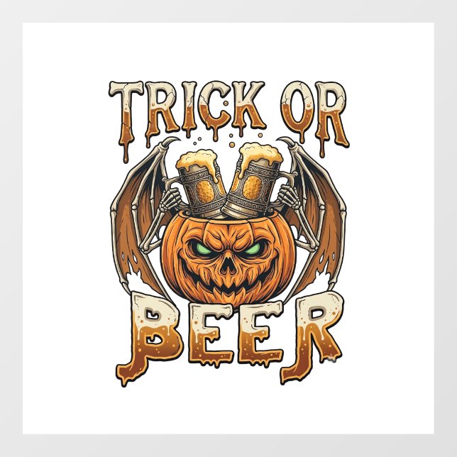 Trick Or Beer Halloween Pumpkin Skeleton Wings Mug (Sheet)