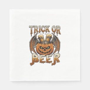 Trick Or Beer Halloween Pumpkin Skeleton Wings Mug Napkin