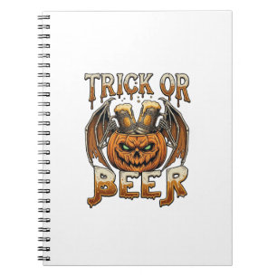 Trick Or Beer Halloween Pumpkin Skeleton Wings Mug Notebook