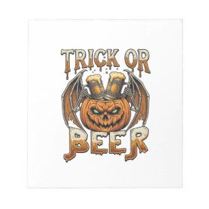 Trick Or Beer Halloween Pumpkin Skeleton Wings Mug Notepad