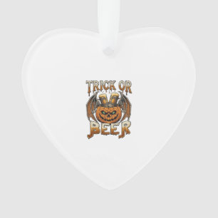Trick Or Beer Halloween Pumpkin Skeleton Wings Mug Ornament