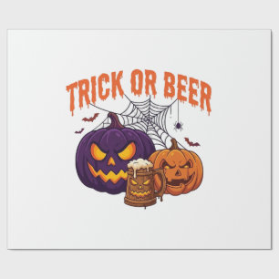 Trick Or Beer Halloween Pumpkins Mug Spider Web_1 Wrapping Paper
