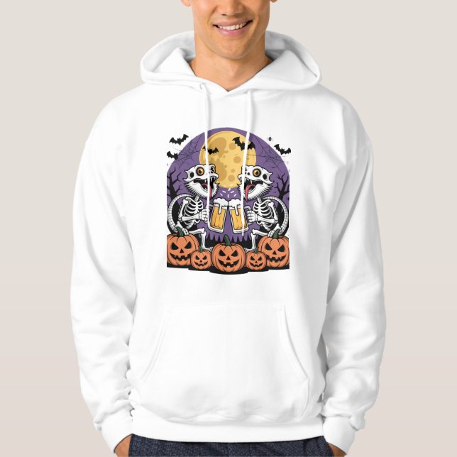 Trick or Beer Skeleton Dragons Design Hoodie (Front)