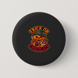 Trick Or Chocolate Halloween Pumpkin Witch Hat Can 6 Cm Round Badge