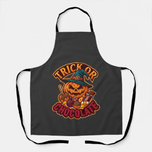 Trick Or Chocolate Halloween Pumpkin Witch Hat Can Apron