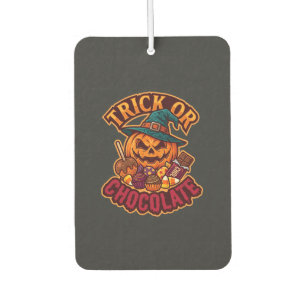 Trick Or Chocolate Halloween Pumpkin Witch Hat Can Car Air Freshener