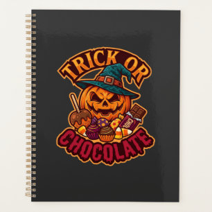 Trick Or Chocolate Halloween Pumpkin Witch Hat Can Planner