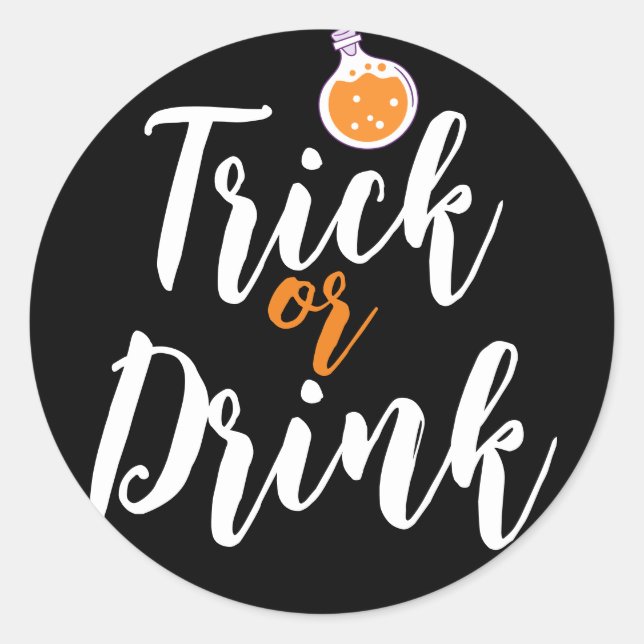 Trick Or Drinks | Simple Halloween spooky pumpkin Classic Round Sticker (Front)