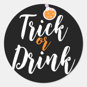 Trick Or Drinks Simple Halloween spooky pumpkin Classic Round Sticker