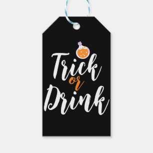 Trick Or Drinks Simple Halloween spooky pumpkin Gift Tags