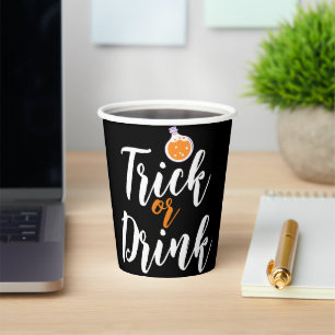 Trick Or Drinks Simple Halloween spooky pumpkin Paper Cups