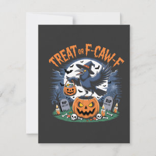 Trick or F-Caw-f Funny Crow Halloween Spooky Thank You Card