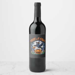 Trick or F-Caw-f Funny Crow Halloween Spooky Wine Label