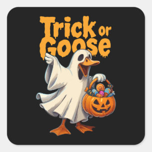 Trick or Goose Halloween Goose Square Sticker