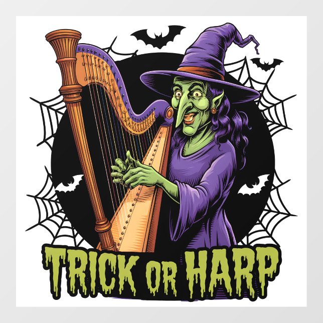 Trick Or Harp Spooky Witch Playing Harp Halloween (Sheet)