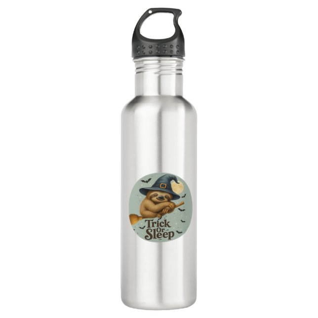 Trick or Sleep � Cute Witch Sloth Halloween Pun Ar 710 Ml Water Bottle (Front)