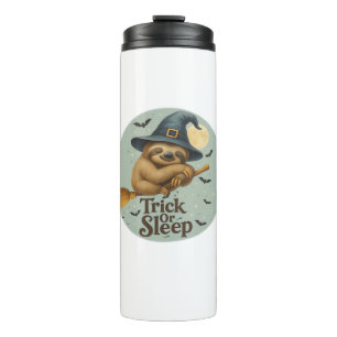 Trick or Sleep � Cute Witch Sloth Halloween Pun Ar Thermal Tumbler