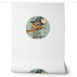 Trick or Sleep Cute Witch Sloth Halloween Pun Art Wallpaper
