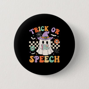 Trick Or Speech Halloween Slp Retro Speech Therapy 6 Cm Round Badge