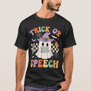 Trick Or Speech Halloween Slp Retro Speech Therapy T-Shirt