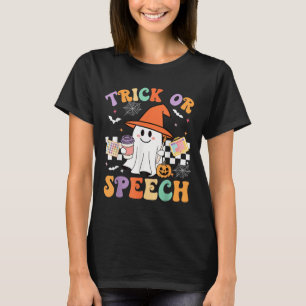 Trick Or Speech Halloween Slp Retro Speech Therapy T-Shirt