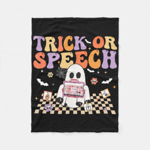 Trick Or Speech Retro Slp Halloween Speech Therapy Fleece Blanket