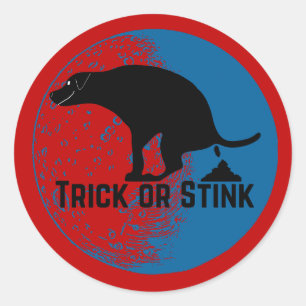 Trick or Stink Pooping Dog Classic Round Sticker
