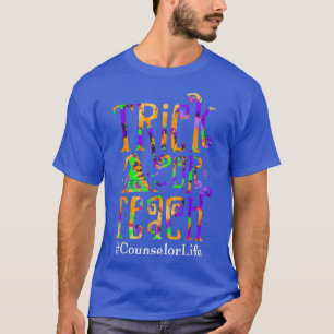 Trick Or Teach Counsellor Life Tie Dye Halloween C T-Shirt